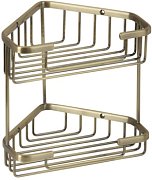 Полка для ванной Veragio Basket VR.GFT-9053.BR двойная угловая 18,5x18,5хh20 см, бронза